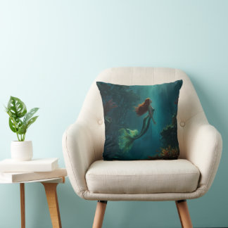 Coussin Le rêve d'Imaginaire de Mermaid Scène sous-marine