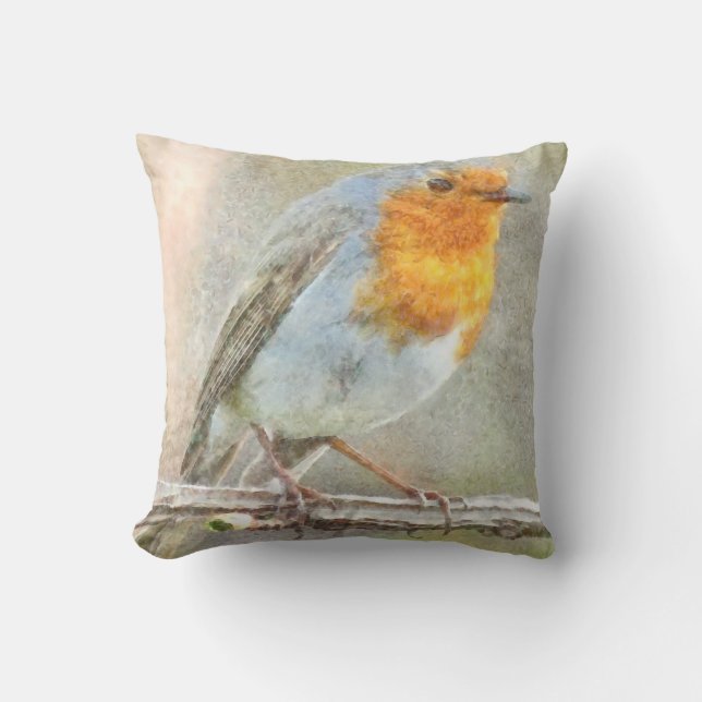 Coussin Le Robin Est Une Aquarelle Gabriel (Recto)