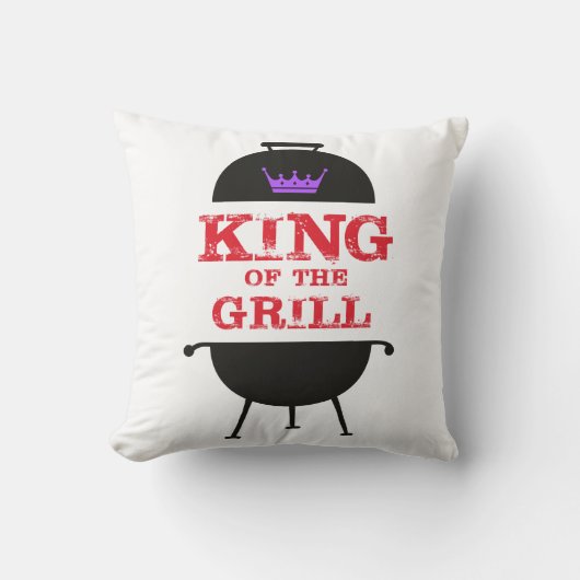 Coussin Le Roi Du Grill, Noir Violet Couronne Rouge (Recto)