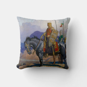 Coussin Le roi Edward voit la bataille c. 1921 par N.C. Wy