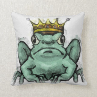 Coussin Le Roi espiègle Illustration Pillow de grenouille