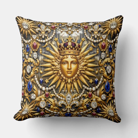 Coussin Le Roi Soleil Versailles français orné (Recto)