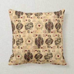 Coussin Le Roi vintage Jack Ace de la Reine de cartes de