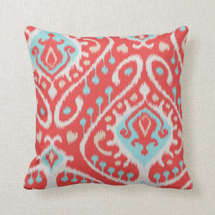 Coussin Le rouge élégant chic et l'ikat tribal de