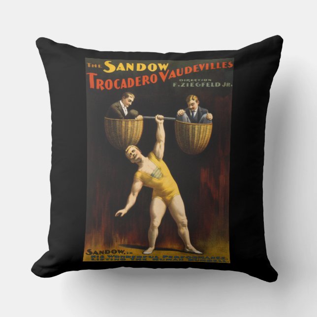 Coussin Le Sandow Eugen Sandow Vaudeville Weightlifter (Recto)