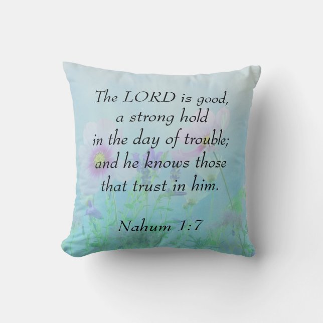 Coussin Le Seigneur Est Bon - Nahum 1:7 (Recto)