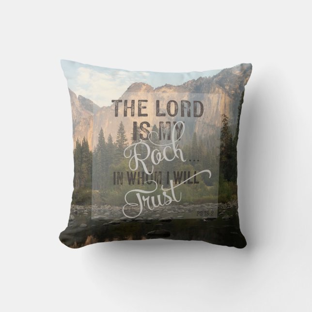 Coussin Le Seigneur est mon Rocher - Ps 18:2 (Recto)