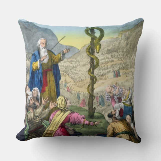 Coussin Le serpent d'airain, d'une bible imprimée par (Recto)