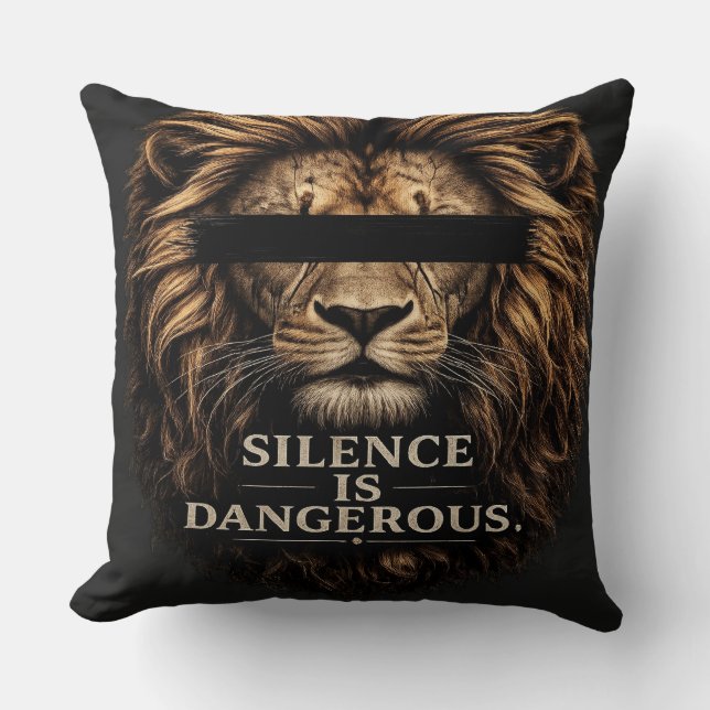 Coussin Le silence est dangereux  (Recto)
