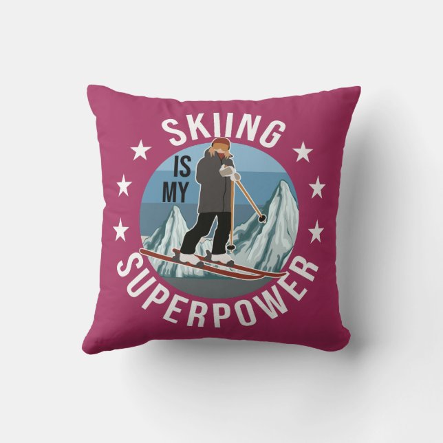 Coussin Le Ski Est Ma Superpuissance (Verso)