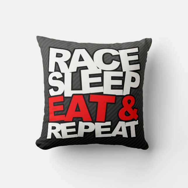 Coussin Le sommeil de course mangent et répètent (Recto)