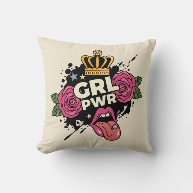 Coussin Le style tatouage Girl Power (Recto)