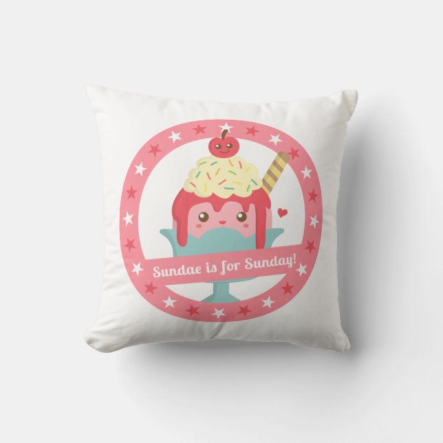 Coussin Le sundae est pour le dimanche ! Sundae de dessin  (Recto)
