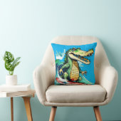 Coussin Le surf de crocodile drôle (Chaise)