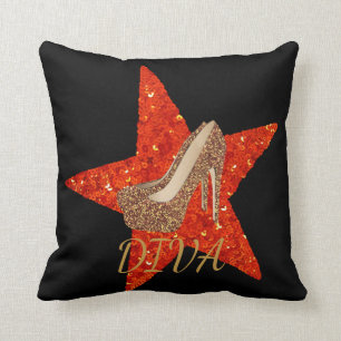 Coussin Le talon haut de parties scintillantes d'or de
