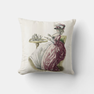 Coussin Le thé de l'après-midi ! (sur rayures grises de co