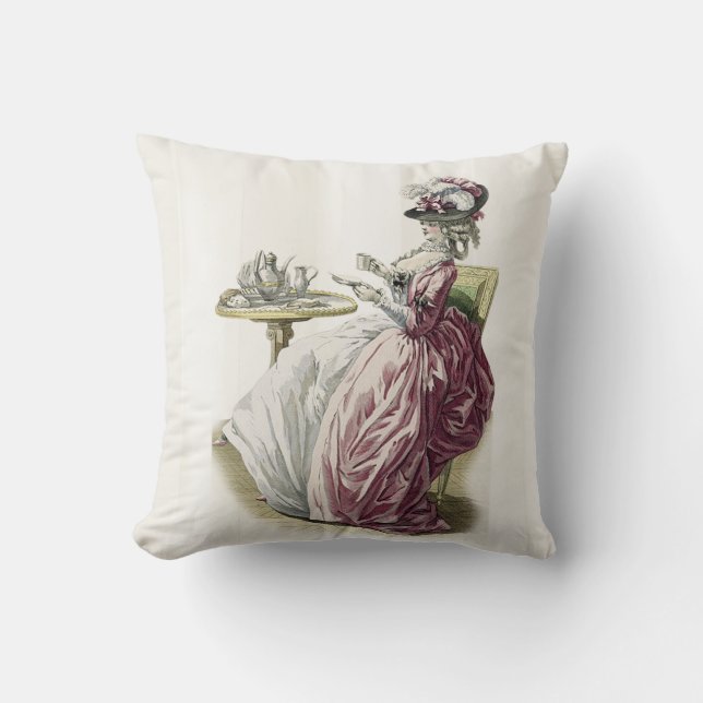 Coussin Le thé de l'après-midi ! (sur rayures grises de co (Recto)
