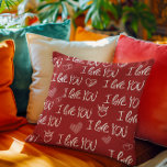 Coussin Le thème de Valentine Rouge Blanc Je t'aime Motif<br><div class="desc">Inspiré par la Saint-Valentin,  ce design présente de charmants coeurs dessinés à la main et l'expression chaleureuse "Je t'aime" dans une typographie joliment écrite à la main,  ce motif sans soudure est parfait pour ajouter une touche romantique à toute occasion.</div>