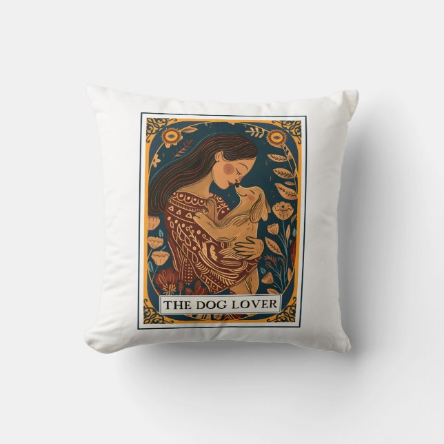 Coussin Le thème du Tarot Amoureux des chiens (Recto)