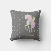 Coussin Le Throw Pillow a une mignonne licorne. (Recto)