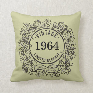 Coussin Le timbre vintage de vin de vigne, ajoutent