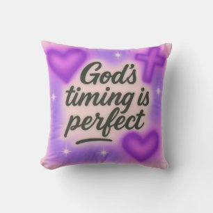Coussin le timing de dieu est parfait aérographe rétro 90s