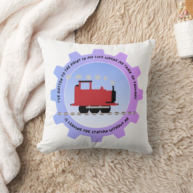 Coussin Le train de la pensée est parti sans moi de la gar (Couverture)