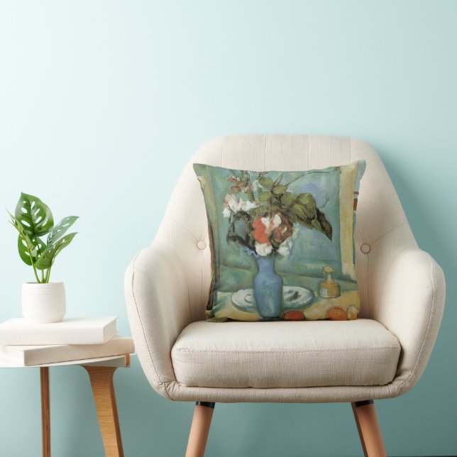 Coussin Le Vase bleu (Fleurs et Fruits) de Paul Cézanne (Chaise)