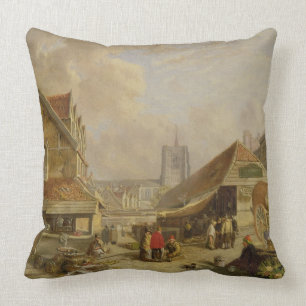 Coussin Le vieux Fishmarket, Norwich, 1825 (huile sur le