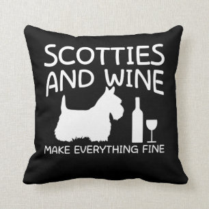 Coussin Le vin de chien de Scotties rendent tout fin