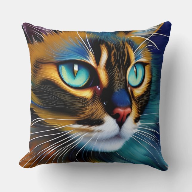 Coussin Le visage d'un mignon Lynx pointe Siamese (Recto)