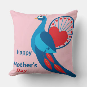 Coussin Le voeu sincère de Peacock pour maman