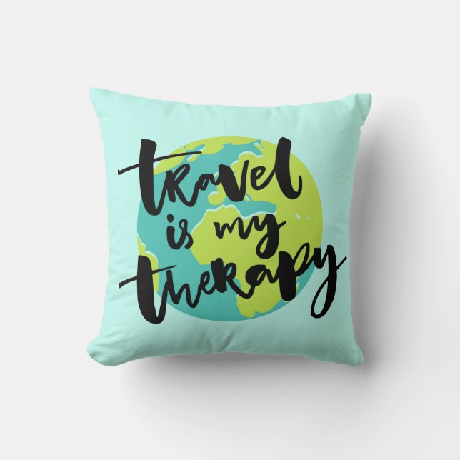 Coussin Le voyage est ma thérapie (Recto)