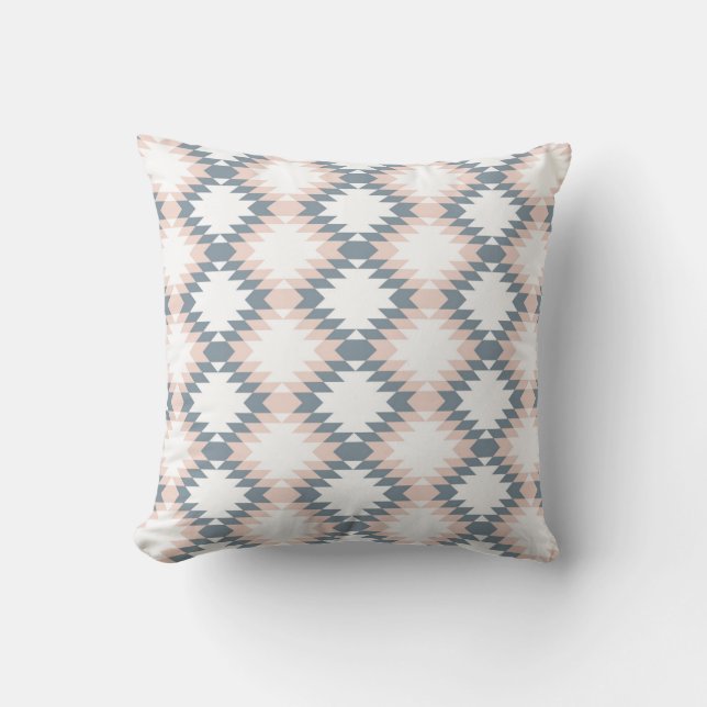 Coussin Le zigzag de diamant de sud-ouest rougissent gris (Recto)