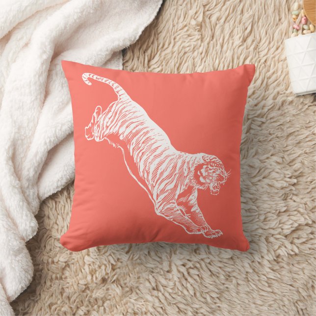 Coussin Leaping Tiger Orange Jeu d'oreiller (Couverture)