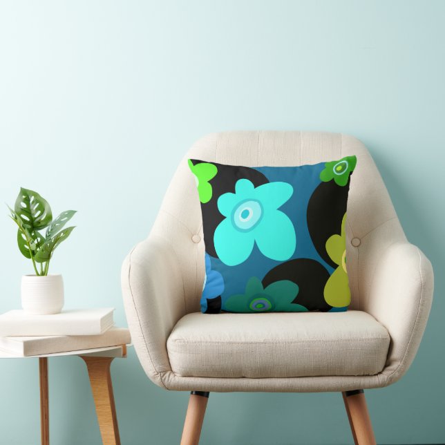 Coussin Lecteur à fleurs bleu et vert (Chaise)