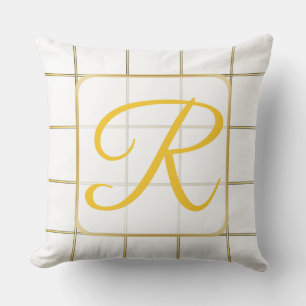 Coussin Lecteur à jetons monogrammé blanc et or