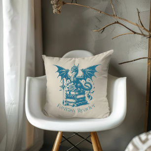 Coussin Lecteur d'Imaginaire Dragon and Books