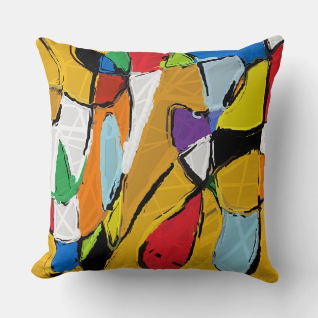 Coussin Lecteur Jaune Abstrait (Recto)