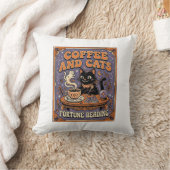 Coussin Lecture de la fortune du café et des chats feuille (Couverture)