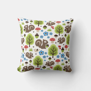 Coussin L'écureuil dans le Motif de la forêt de chênes