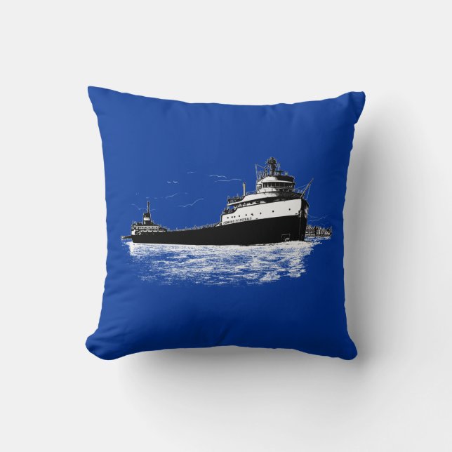 Coussin L'Edmund Fitzgerald ~ CUSTOMISEZ la COULEUR! ! ! (Recto)