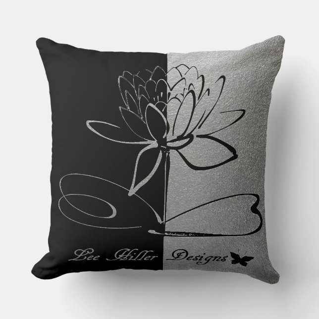 Coussin Lee Hiller Designs Logo Accents Black & Stainless (Recto)