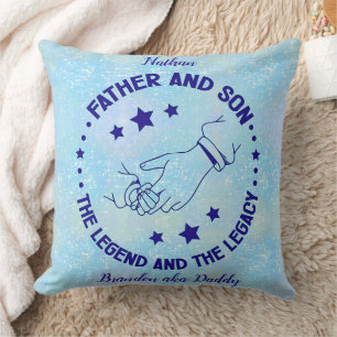 Coussin Légende et héritage personnalisés pour père et fil