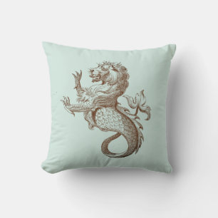 Coussin Légende maritime vintage Mer-Lion sur Vert Vintag