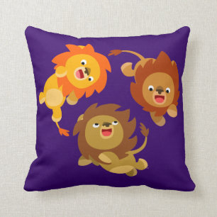 Coussin léger mignon de lions de bande dessinée