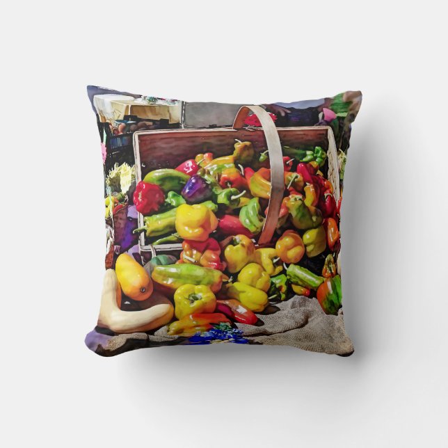 Coussin Légumes colorés dans un marché fermier (Recto)