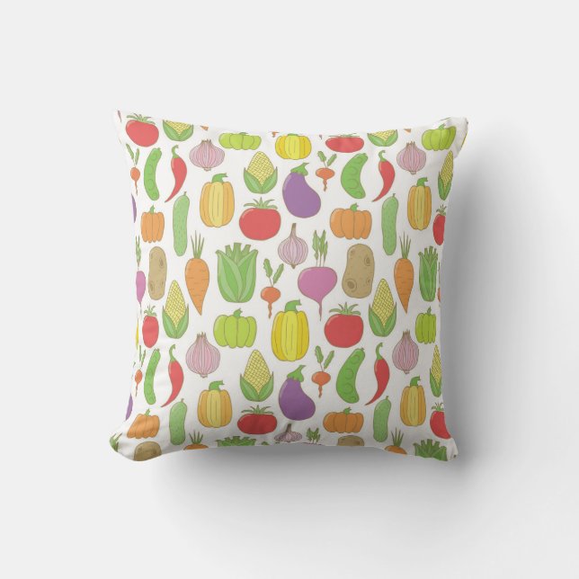 Coussin Légumes dessinés à la main, arrière - plan de dood (Recto)