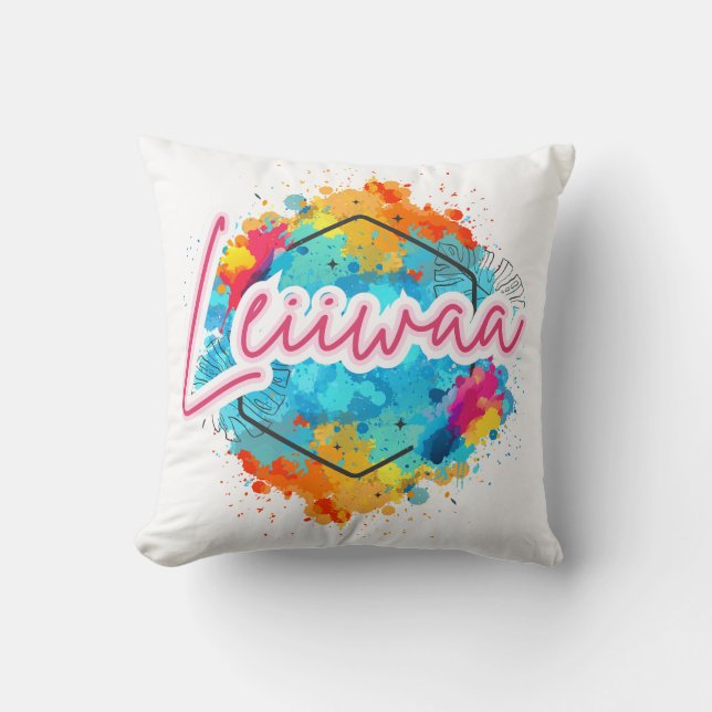 Coussin LEIIWAA – Island Girl Energy in Every Stitch (Recto)