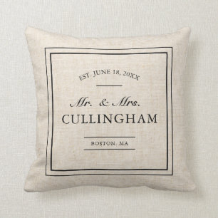 Coussin L'Élégant Russe Faux Burlap Date Mariage